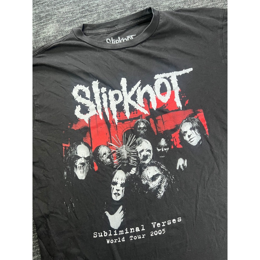 Slipknot Graphic T-Shirt Men Large Black Subliminal Verses World Tour 2005 Tee